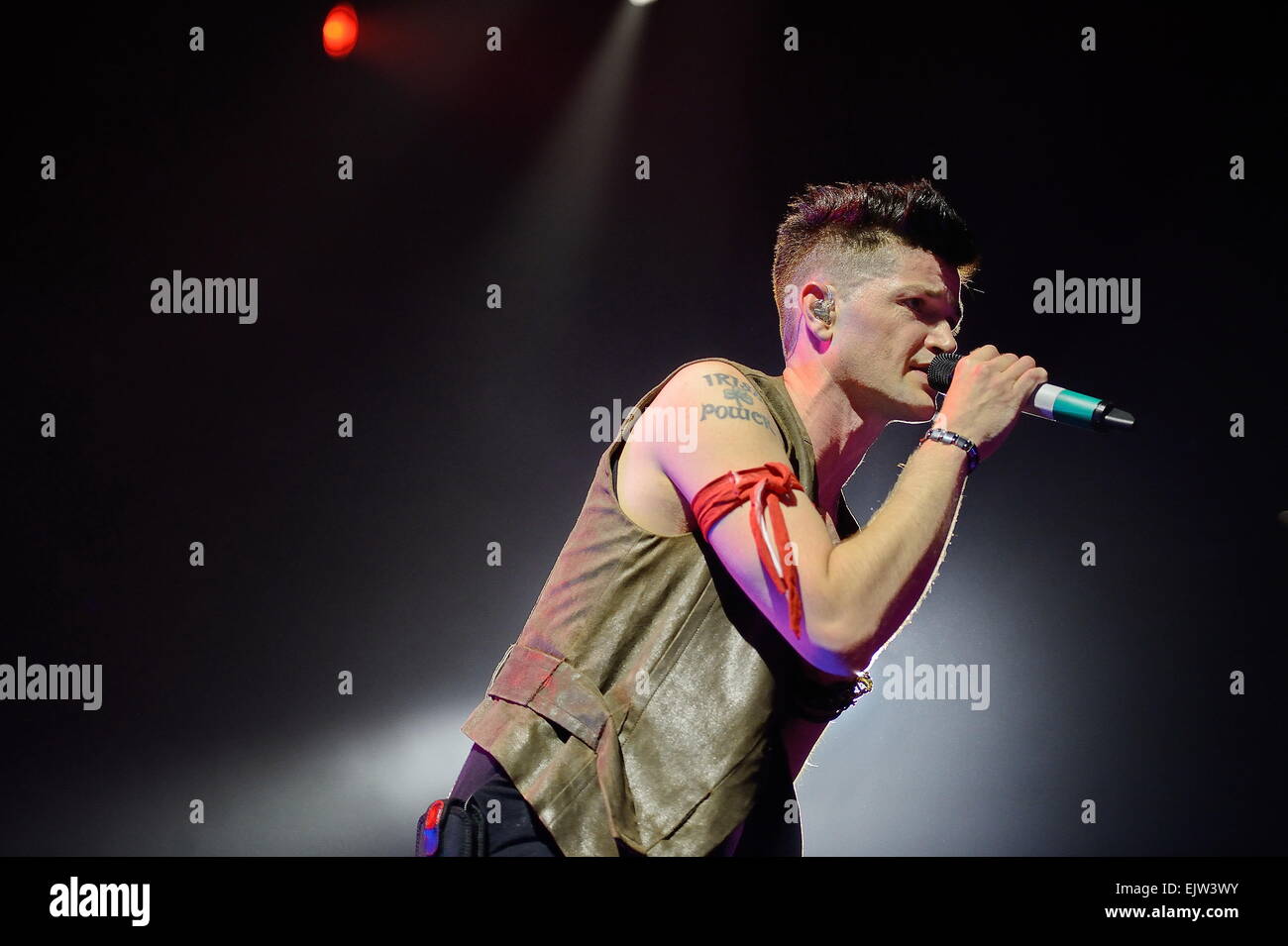 Danny O'Donoghue dello Script sul palco a SSE idro, Glasgow. Foto Stock