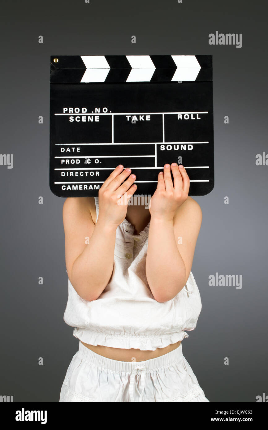 Kid holding battaglio board Foto Stock