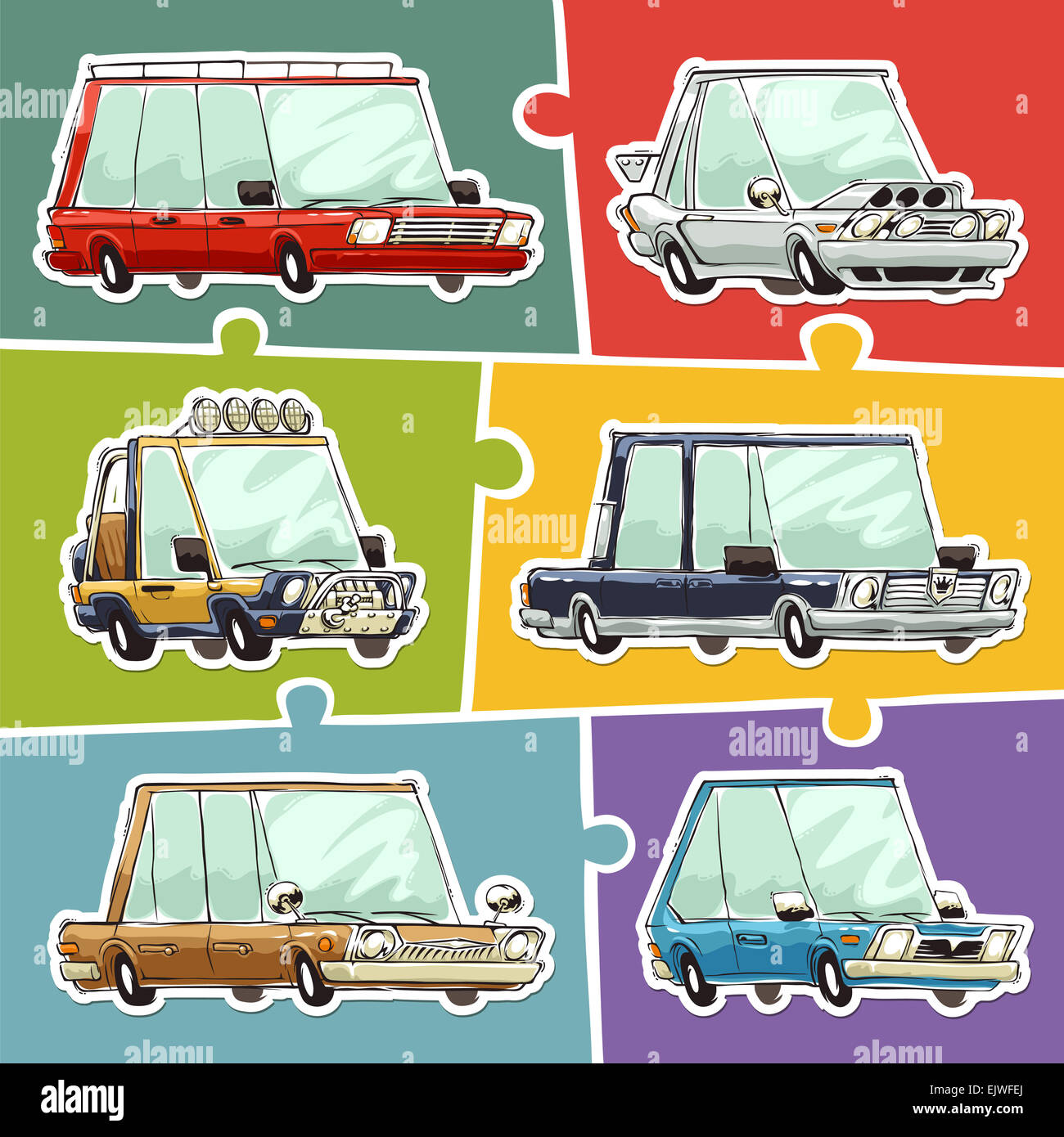 Automobili Cartoon Set Di Adesivi Foto Stock Alamy