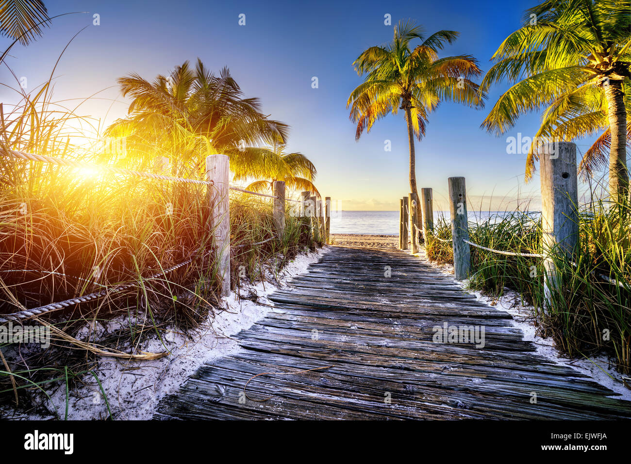 Strada per la spiaggia di Key West, Miami, floride, STATI UNITI D'AMERICA Foto Stock