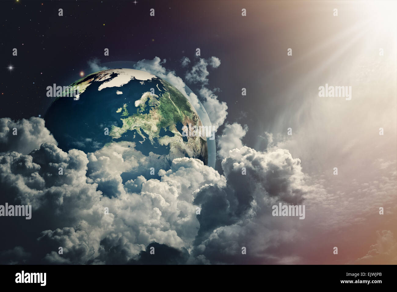 Abstract Terra vista nel cielo nuvoloso. La NASA Immagini utilizzate Foto Stock