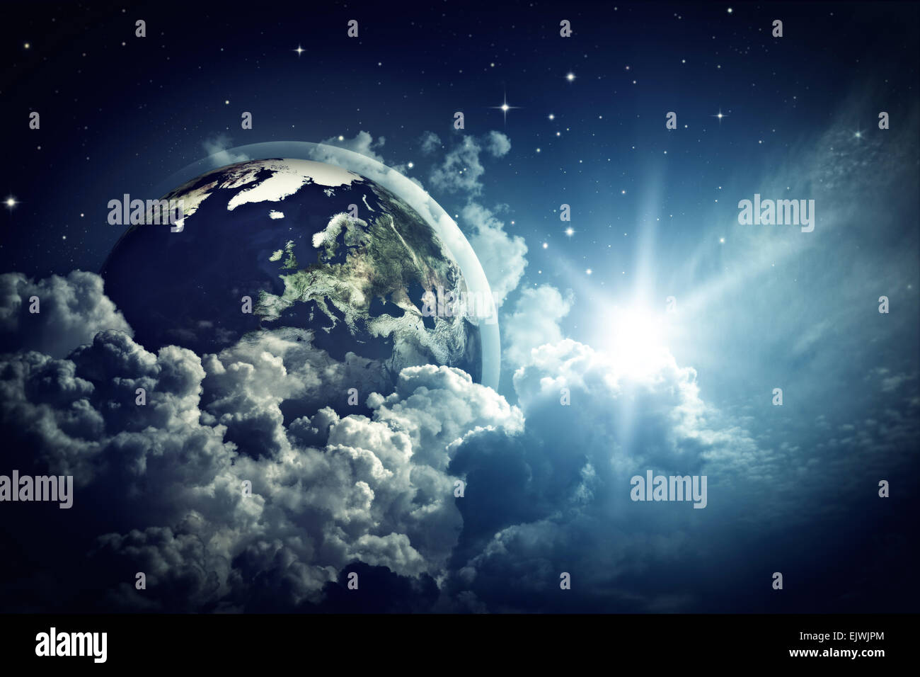 Abstract Terra vista nel cielo nuvoloso. La NASA Immagini utilizzate Foto Stock