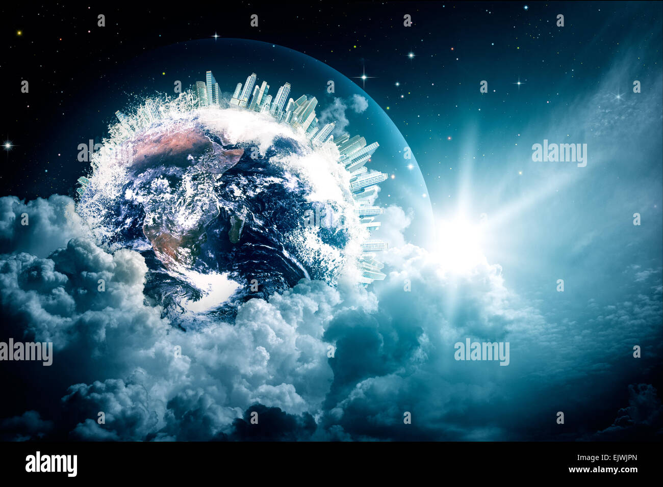 Abstract Terra vista nel cielo nuvoloso. La NASA Immagini utilizzate Foto Stock