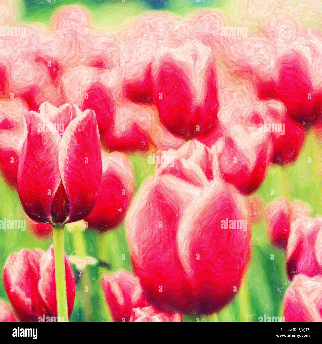 Molla di bellezza sfondi con viola tulip, arte simulazione da una vera e propria foto Foto Stock