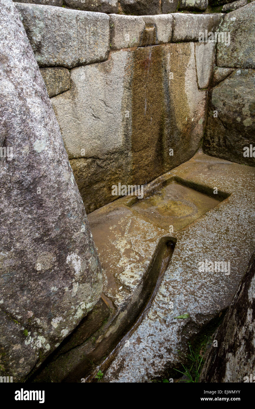 Il Perù, Machu Picchu. Fontana numero uno per il re Inca. Foto Stock