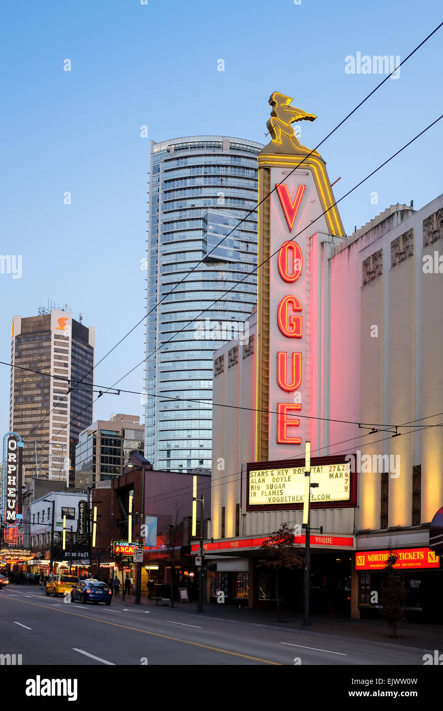 Vogue Theatre, Granville Street , Vancouver, Canada Foto Stock