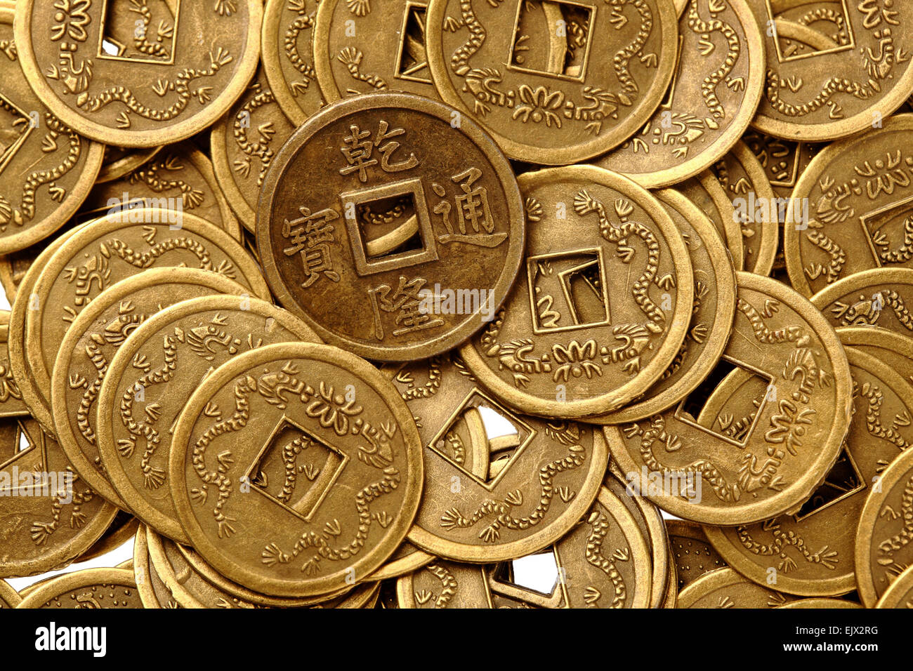 Un sacco di dinastia Qing monete Foto Stock