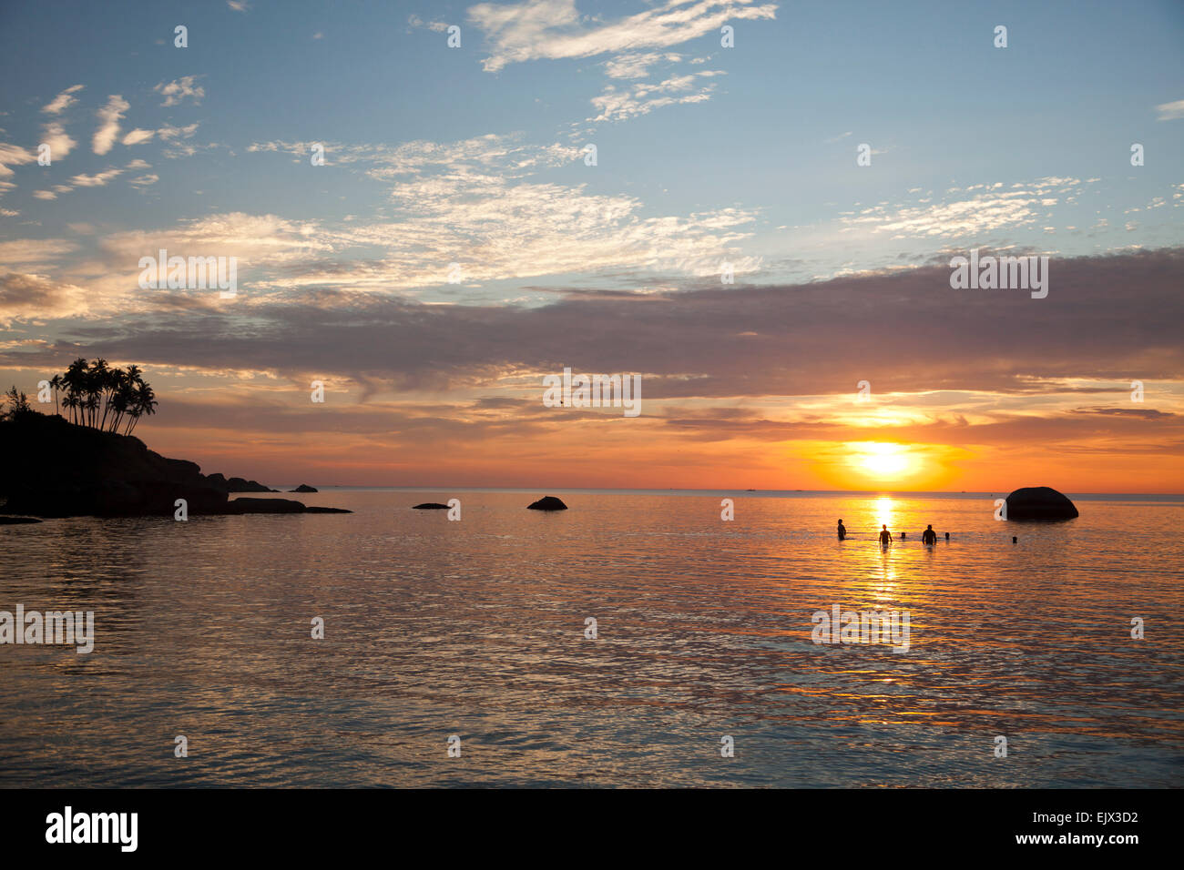 Tramonto a Palolem beach, Palolem, Goa, India, Asia Foto Stock