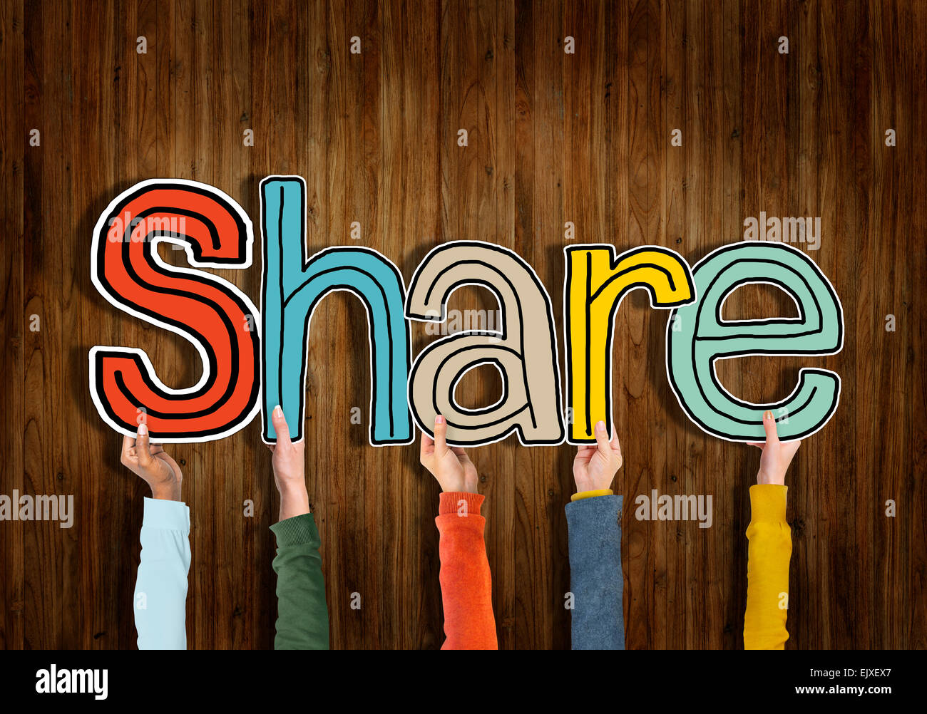 Condividere i concetti di parola isolata su sfondo Foto Stock