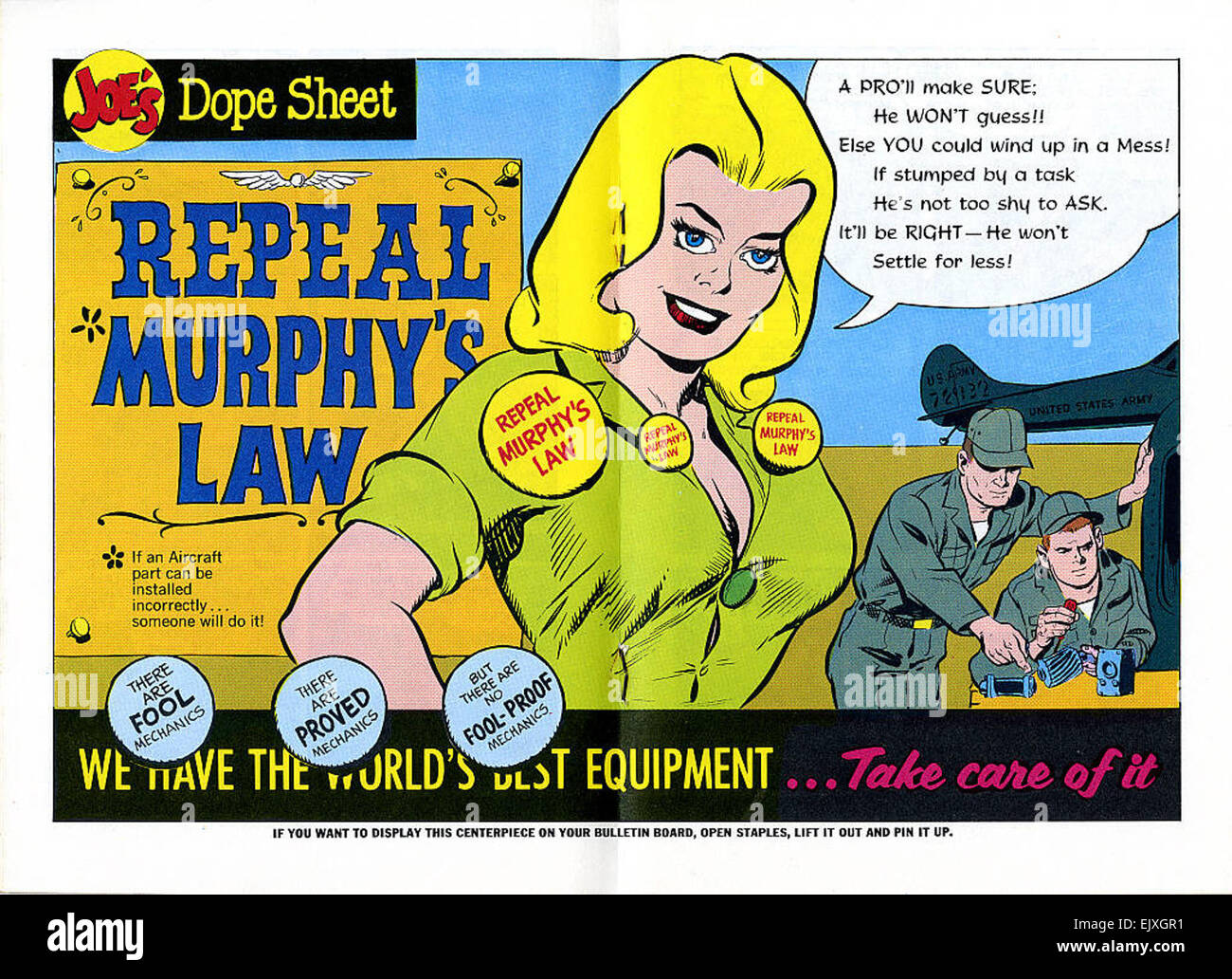 A page from 'Joe's Dope Sheet', numero 179 (1967), creato da Will Eisner, con illustrazioni del suo iconico personaggio a fumetti Joe Dope, che è stato utilizzato per le pubblicazioni dell'esercito durante la seconda guerra mondiale Foto Stock