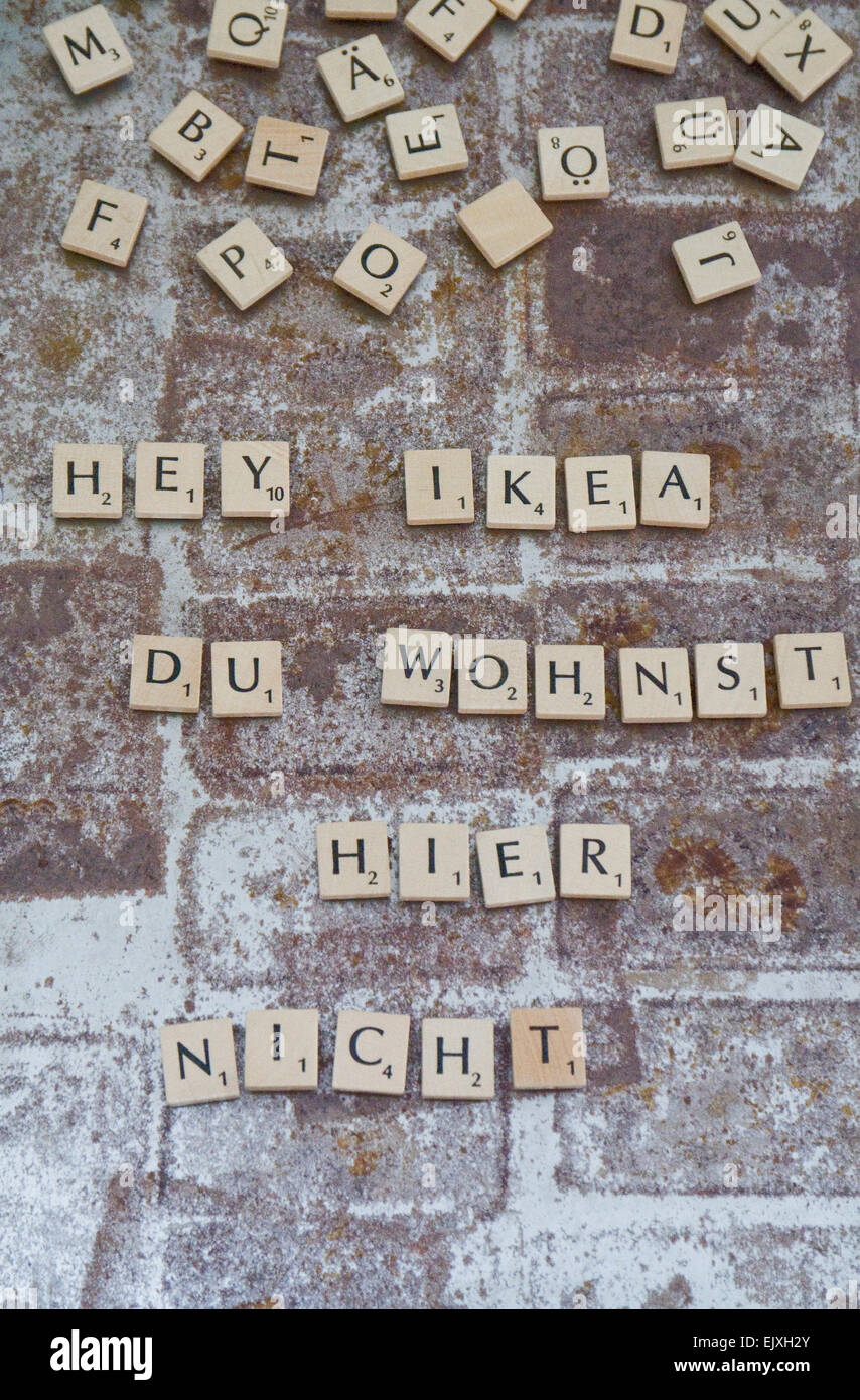 Magnetico piastrelle Scrabble Foto Stock