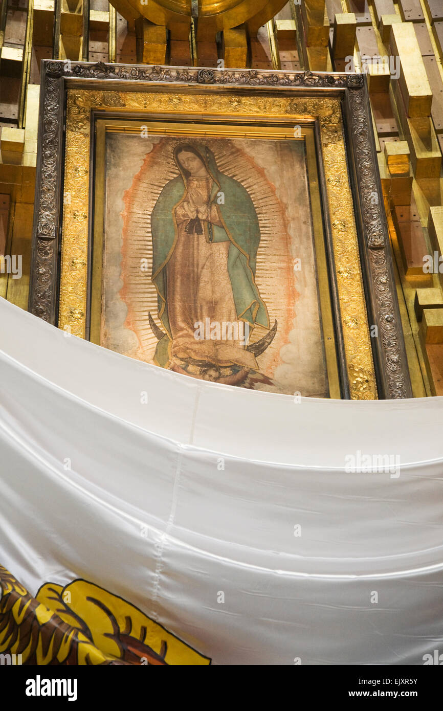 L'effettivo miracolosa immagine della Vergine di Guadalupe che è stato rivelato a Juan Diego sulla sua tilma. Foto Stock