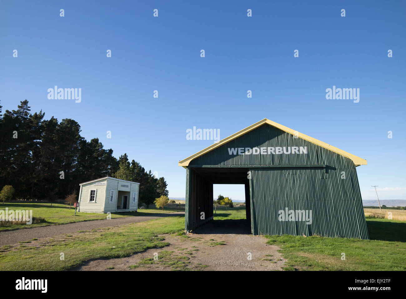 Wedderburn Granaio, regione di Otago, South Island, in Nuova Zelanda. Foto Stock