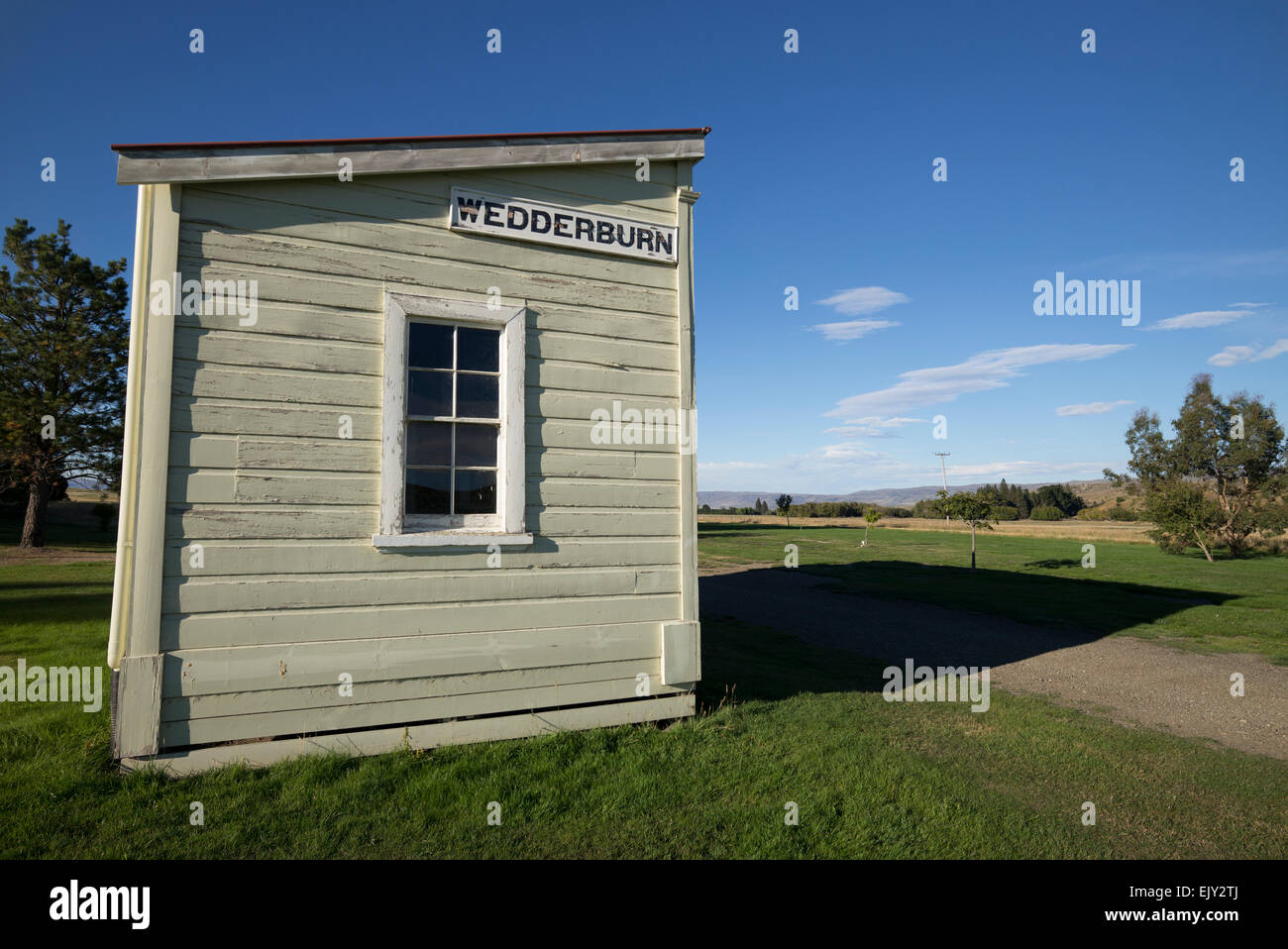 Stazione Wedderburn edificio, regione di Otago, South Island, in Nuova Zelanda. Foto Stock