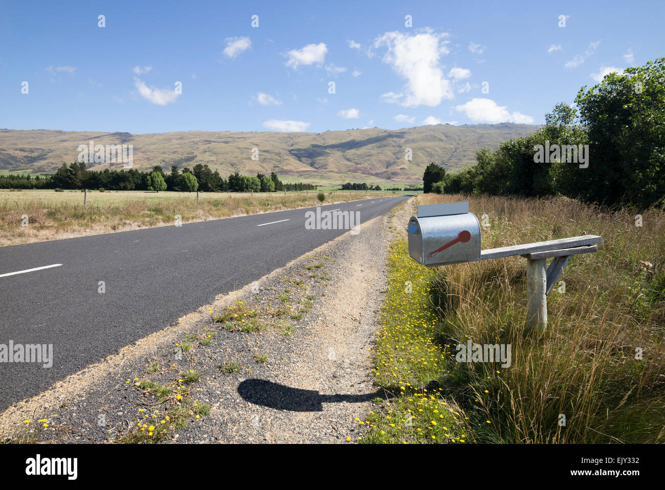 Mailbox Middlemarch, regione di Otago, South Island, in Nuova Zelanda. Foto Stock