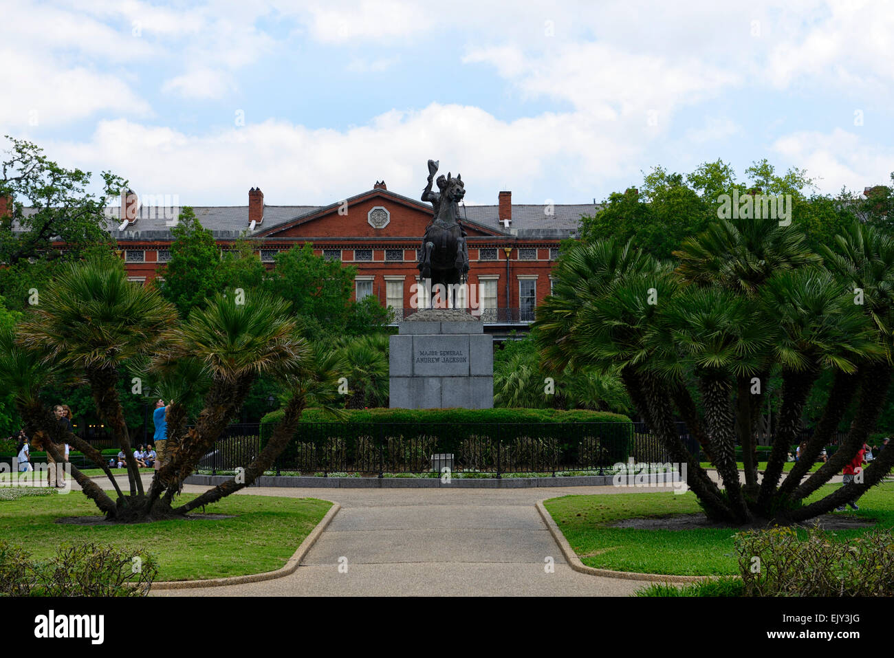 Statua del generale Andrew Jackson Jackson Square del Quartiere Francese di New Orleans in Louisiana RM USA Foto Stock