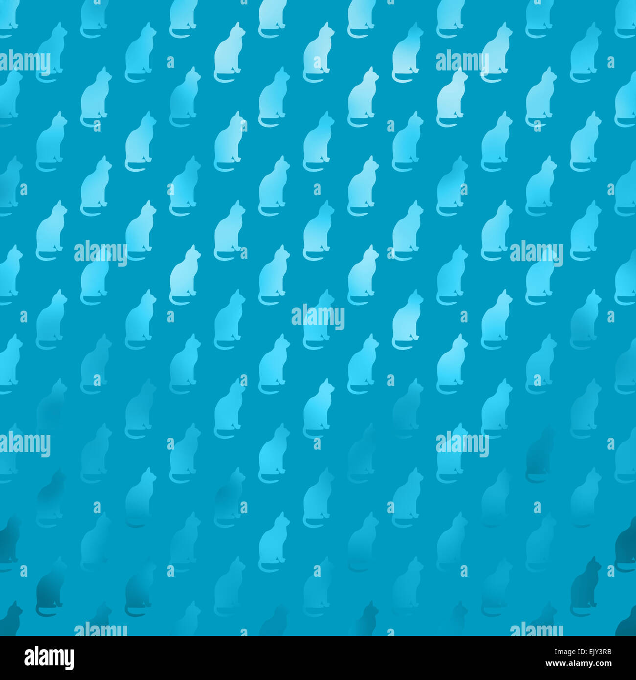 Teal Blue Cat Pattern in similpelle di lamina metallica di gatti sfondo Texture Foto Stock