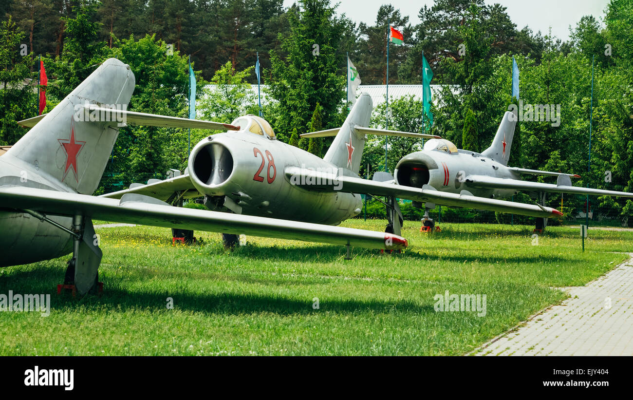 MiG-17 e MiG-19 è Soviet russo ad alto subsonico velivoli combattenti. Foto Stock
