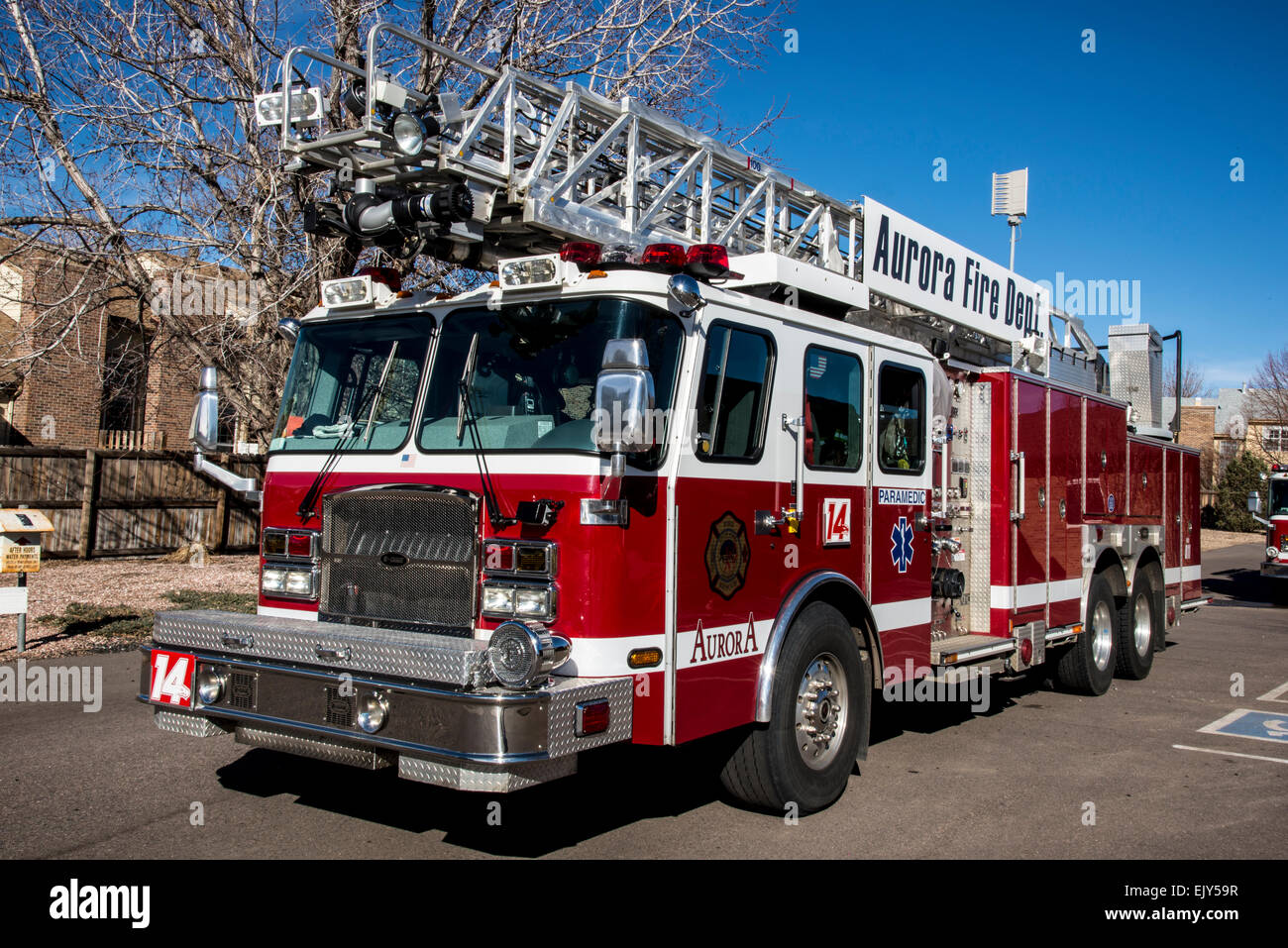 Quint Fire Carrello Aurora Colorado Fire Dept. Foto Stock