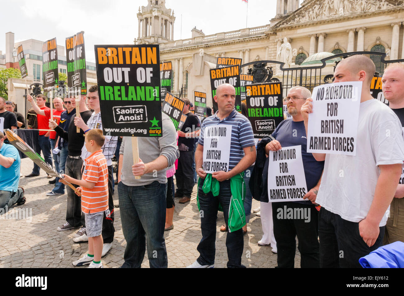 Eirigi, una protesta repubblicana gruppo, dimostra contro il dominio britannico in Irlanda del Nord Foto Stock