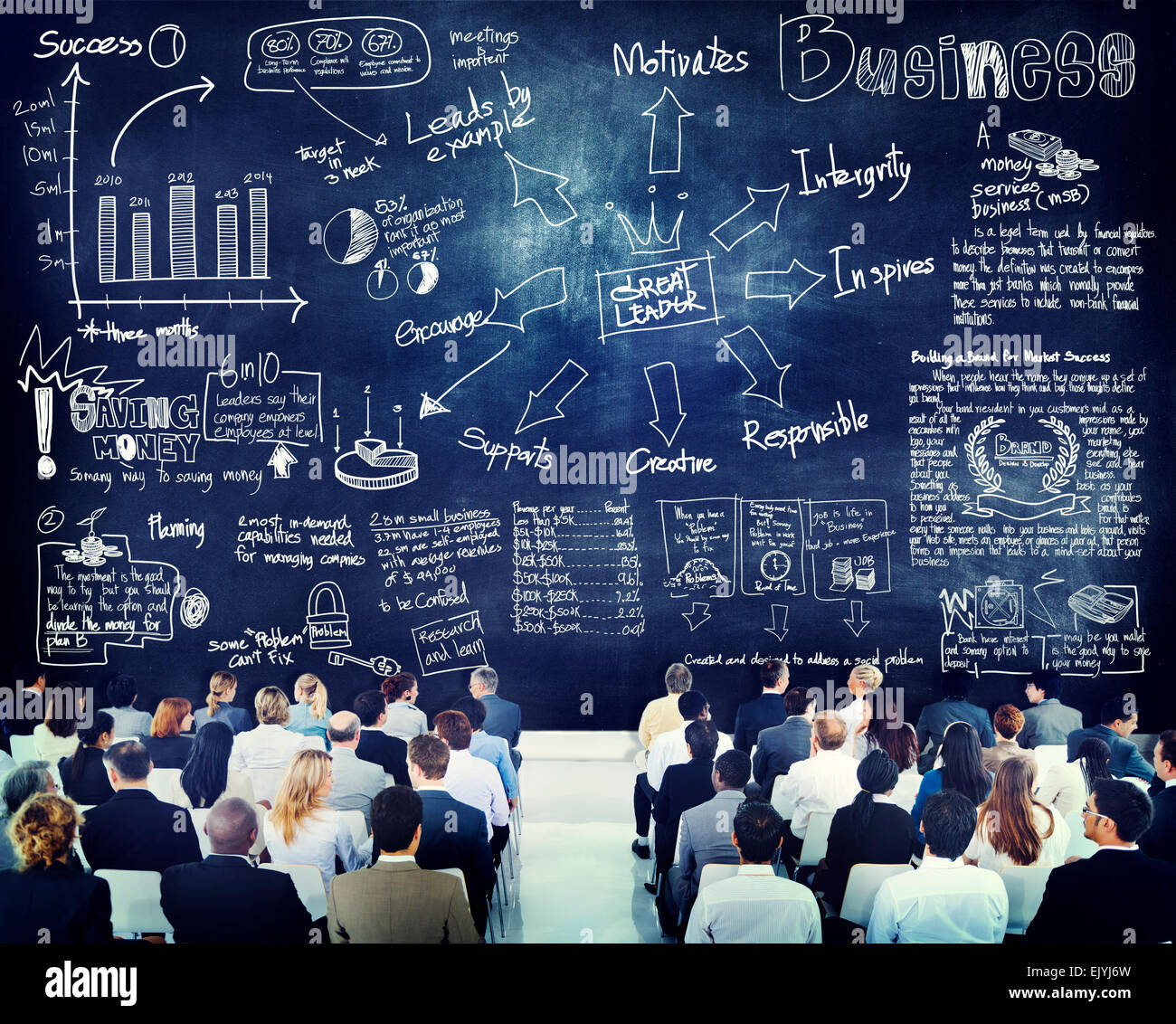 Diverse persone di affari in una formazione alla leadership Foto Stock
