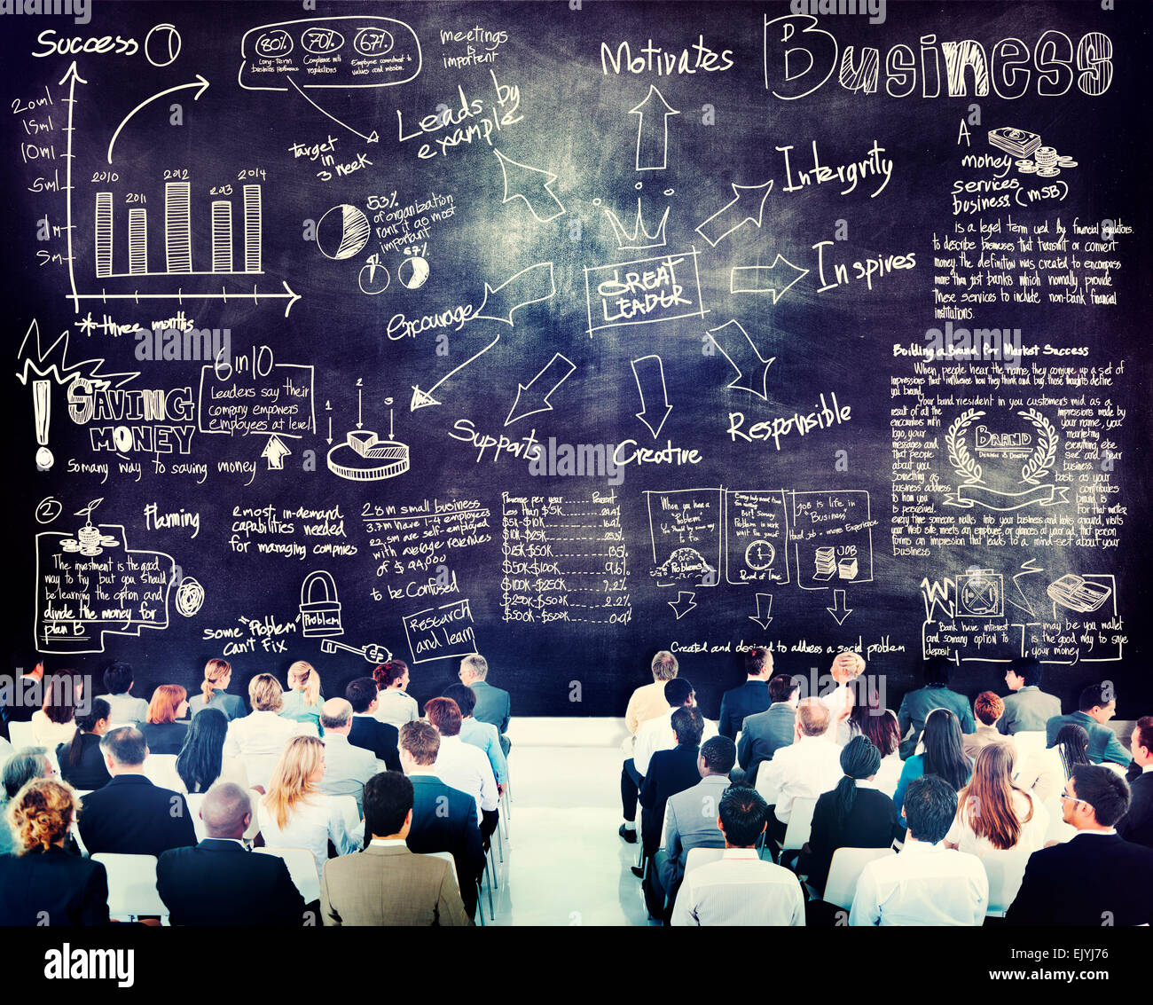 Diverse persone di affari in una formazione alla leadership Foto Stock
