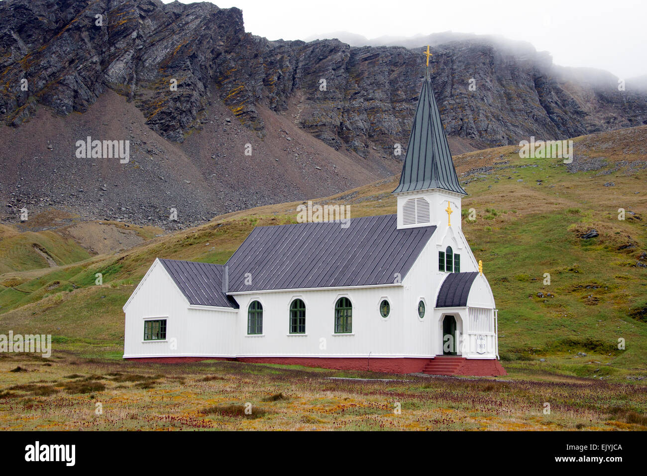 Norvegese Chiesa Luterana Grytviken Georgia del Sud Foto Stock