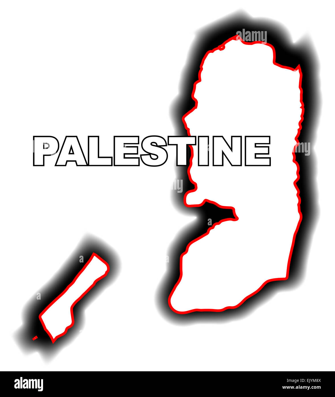 Mappa di contorno della Lega Araba paese di Palestina Foto Stock