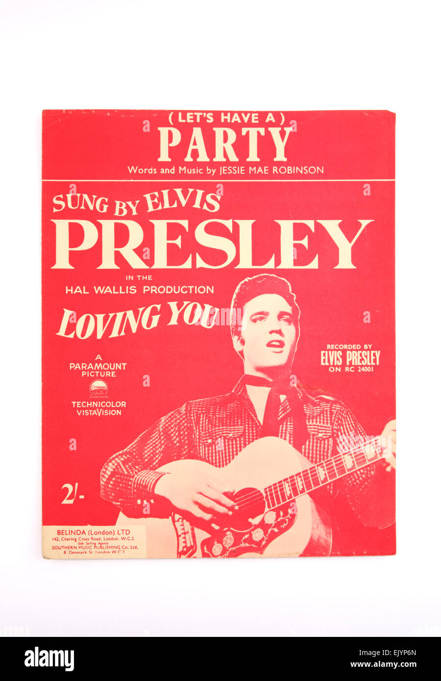 Un foglio di copertura di musica per diamo una parte registrata da Elvis Presley nei tardi anni cinquanta. Foto Stock