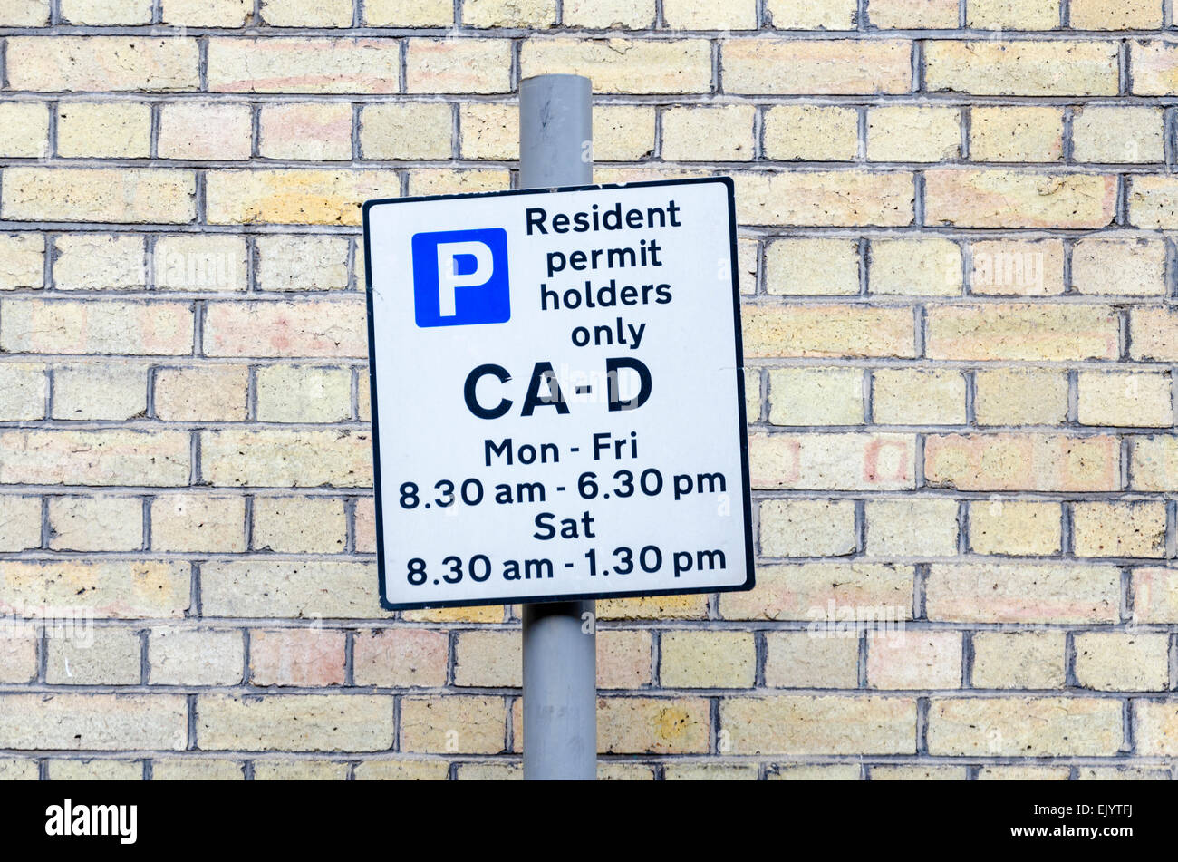 Resident Permit Holders solo segno, London, Regno Unito Foto Stock