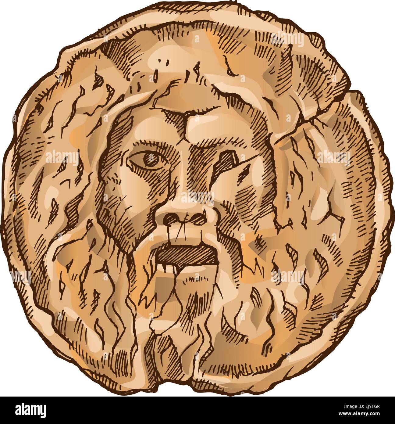 La bocca della verità impostato su sfondo bianco Illustrazione Vettoriale