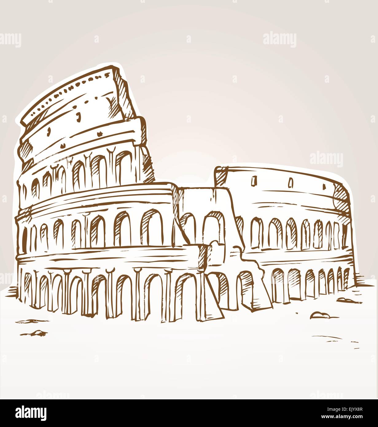 Colosseo disegnare a mano Illustrazione Vettoriale