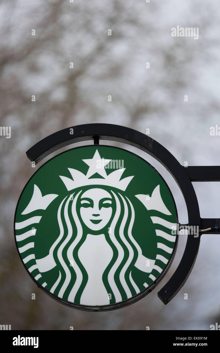 Starbucks Coffee shop segno. Foto Stock