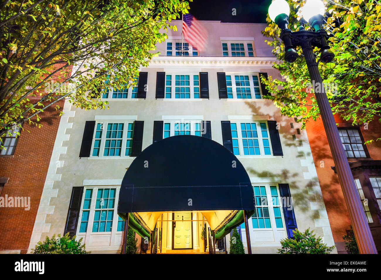 Blair House Building Seconda Casa Bianca Notte di Washington DC. Presidenti eletti prima inaugurazione live a Blair House Foto Stock