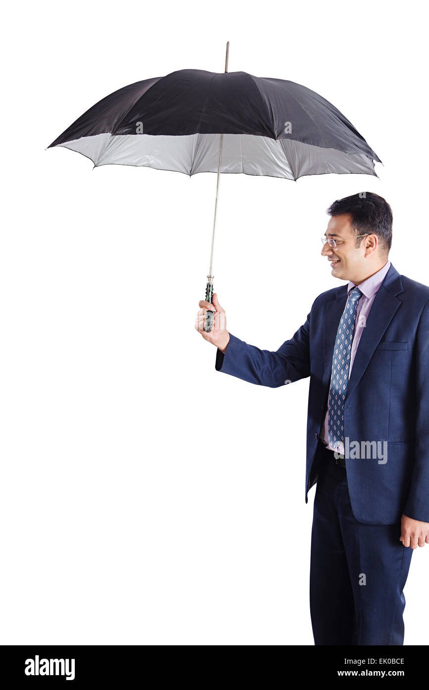 1 Commerciante indiano di protezione dalla pioggia Foto Stock