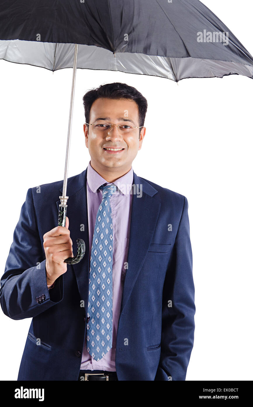 1 Commerciante indiano di protezione dalla pioggia Foto Stock