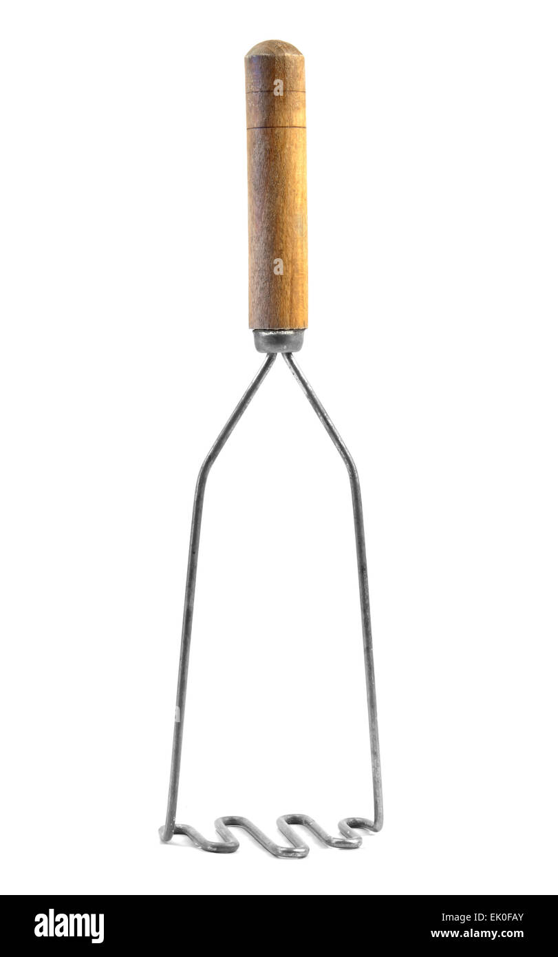 Vecchio schiacciapatate isolato su bianco Foto Stock