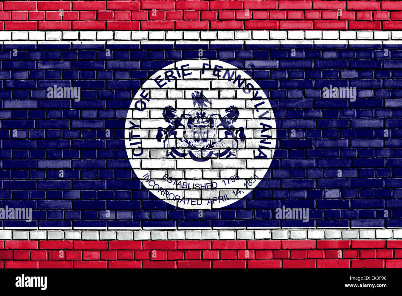 Bandiera di Erie dipinta su un muro di mattoni Foto Stock
