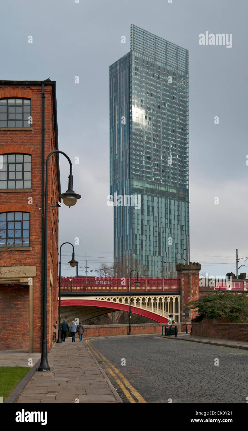 Beetham Tower Manchester da Castlefield Pontili Foto Stock