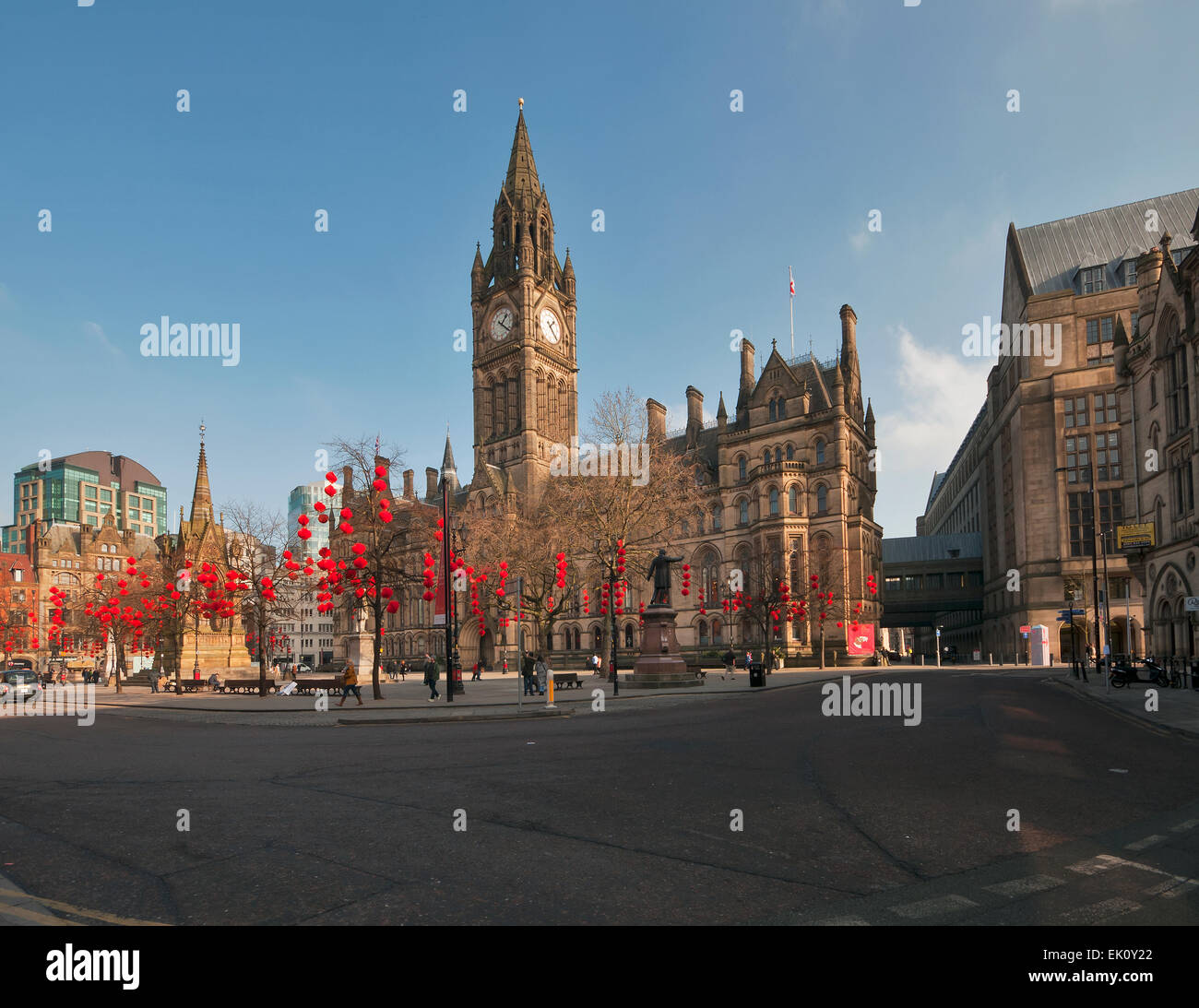 Manchester Town Hall e Albert Square Greater Manchester Inghilterra England Foto Stock