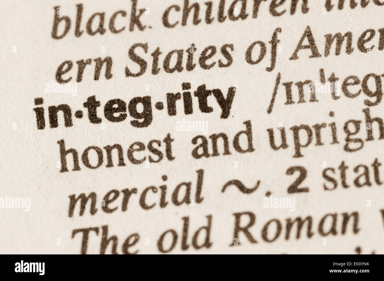 Definizione di integrità di parola nel dizionario Foto Stock