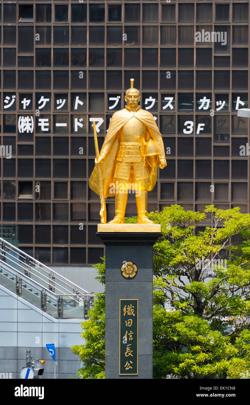 Statua di Oda Nobunaga con elevato aumento, Gifu, Prefettura di Gifu, Giappone Foto Stock
