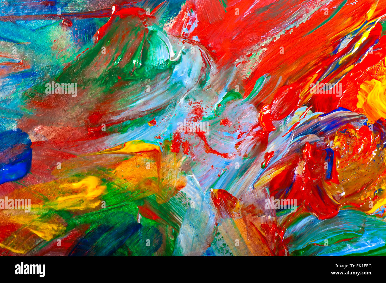 Pennellate con colori acrilici su tela closeup Foto stock - Alamy