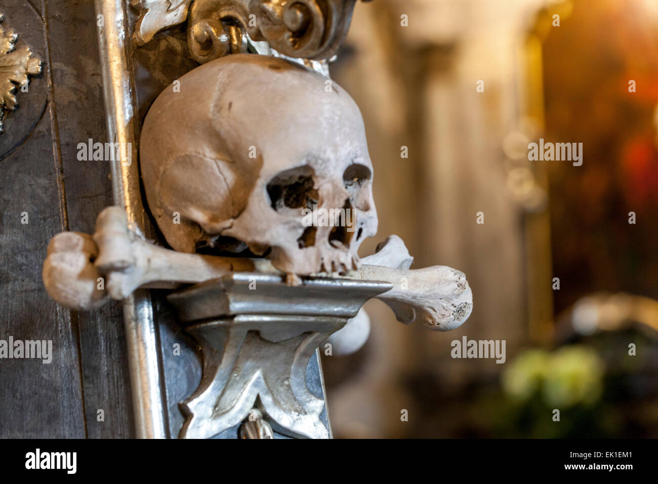 Ossario di Kutna Hora Sedlec, Chiesa delle ossa Repubblica Ceca luogo spaventoso Foto Stock