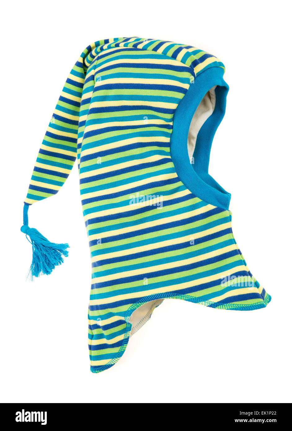 Bambino un foro della maschera da sci, winter hat casco isolato su uno sfondo bianco. Foto Stock