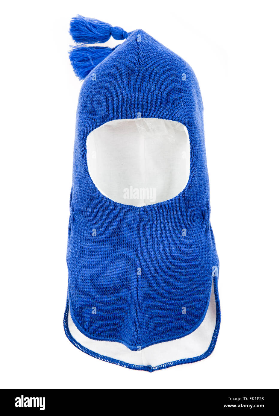 Bambino un foro della maschera da sci, winter hat casco isolato su uno sfondo bianco. Foto Stock