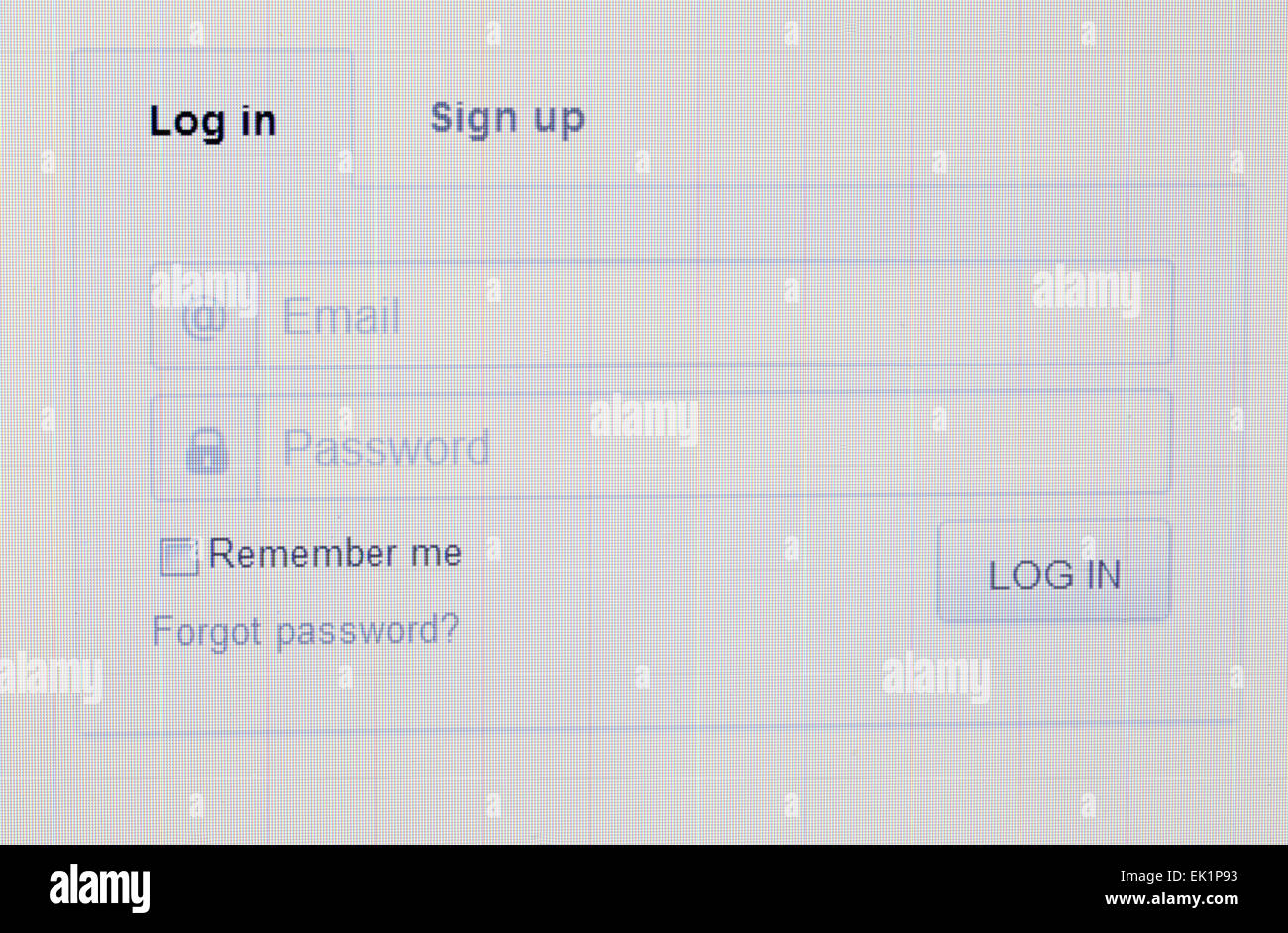 Nella pagina di login del sito web mostrato in monitor Foto Stock