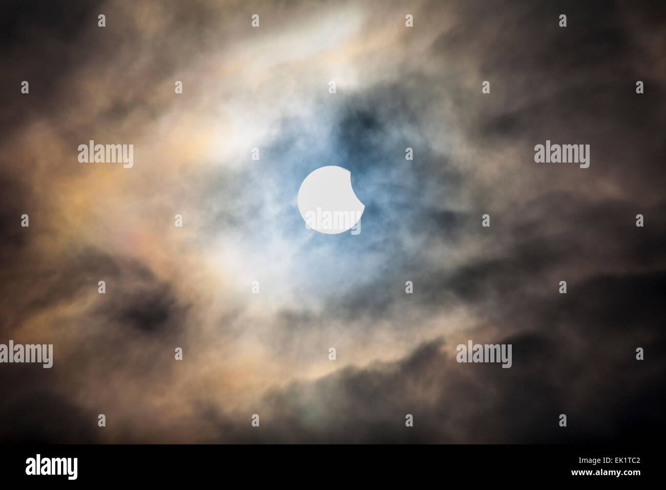 Una Eclipse solare parziale nel marzo 2015 Foto Stock
