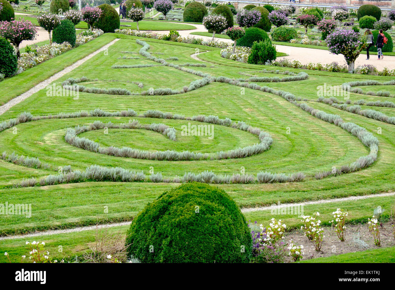 Diane de Poitiers' garden a Chateau de Chenonceau in Indre-et-Loire, Francia Foto Stock