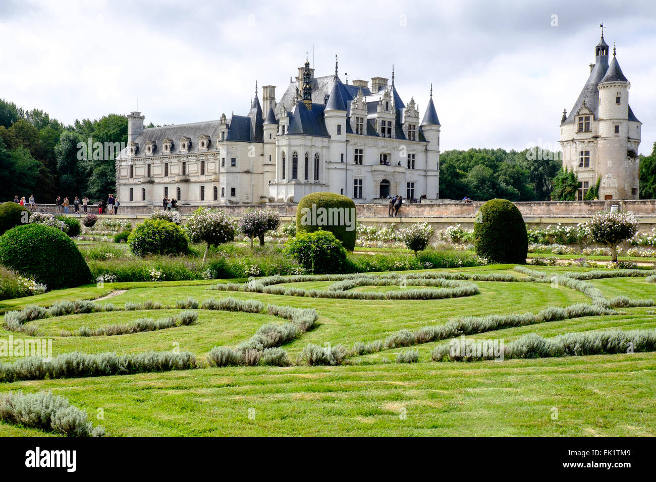 Diane de Poitiers' garden a Chateau de Chenonceau in Indre-et-Loire, Francia Foto Stock